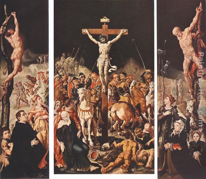 Crucifixion (Triptych) painting - Maerten van Heemskerck Crucifixion (Triptych) art painting